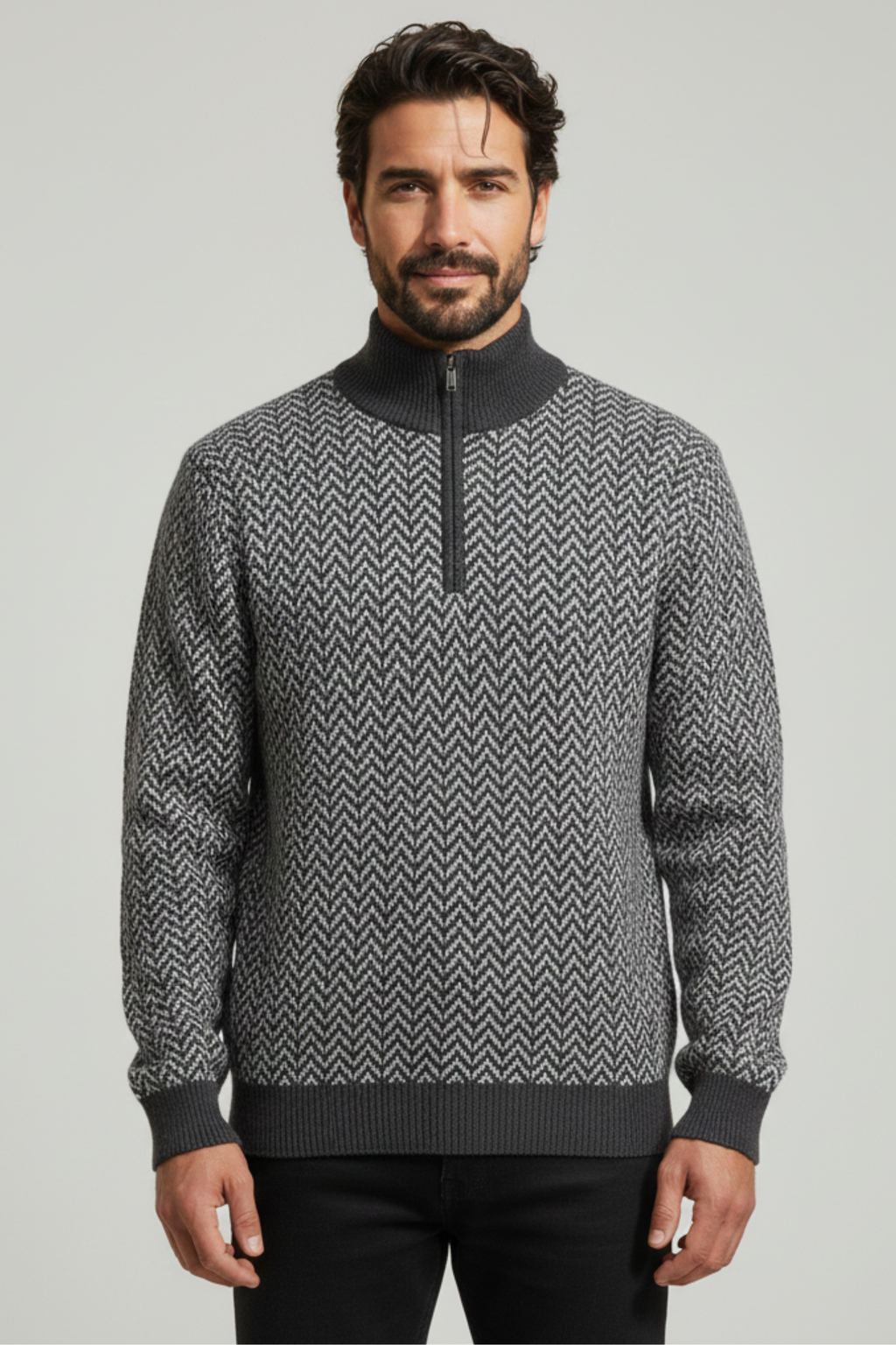 Jersey de hombre con cuello alto y cierre corto